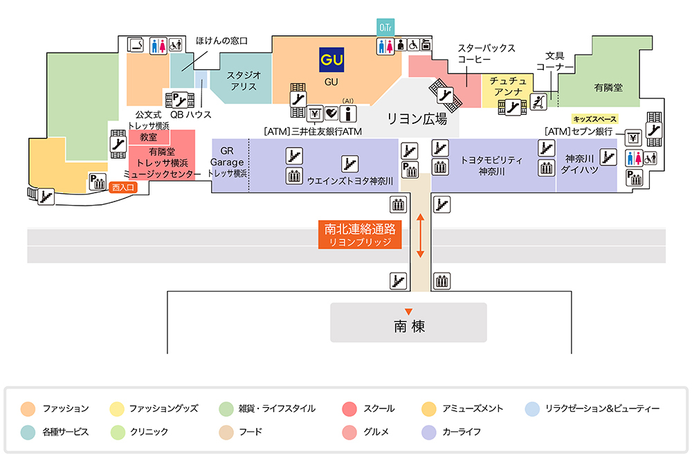 トレッサ横浜北棟2Fフロアマップ