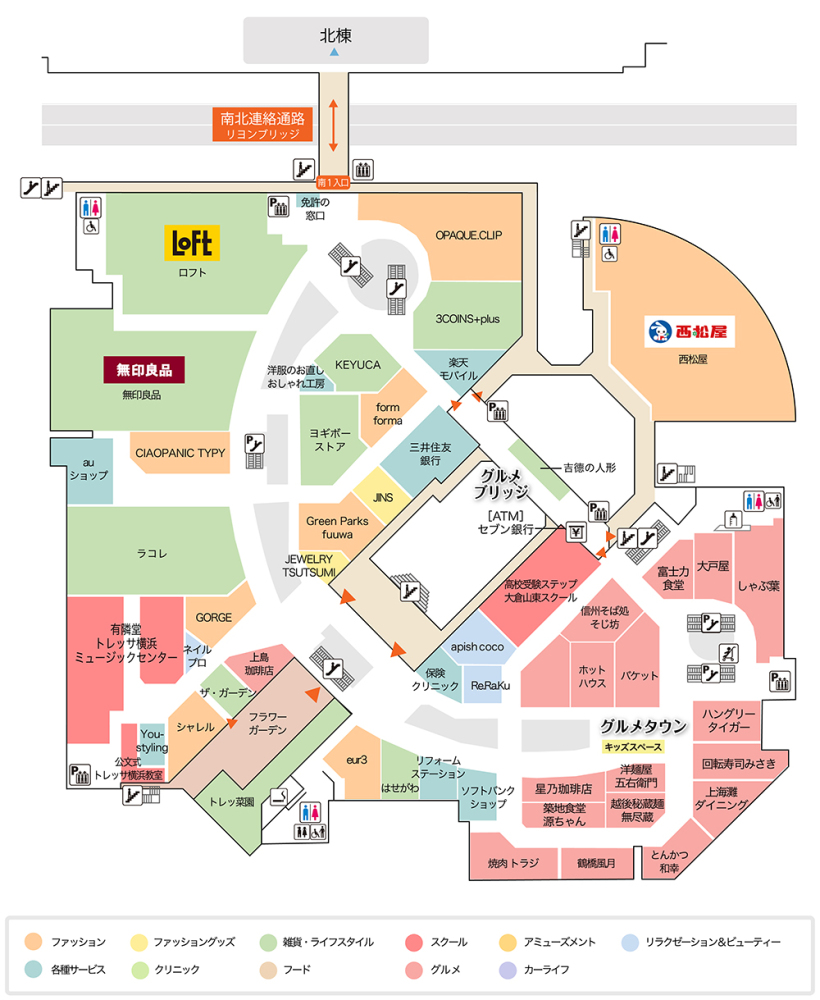 トレッサ横浜南棟2Fフロアマップ